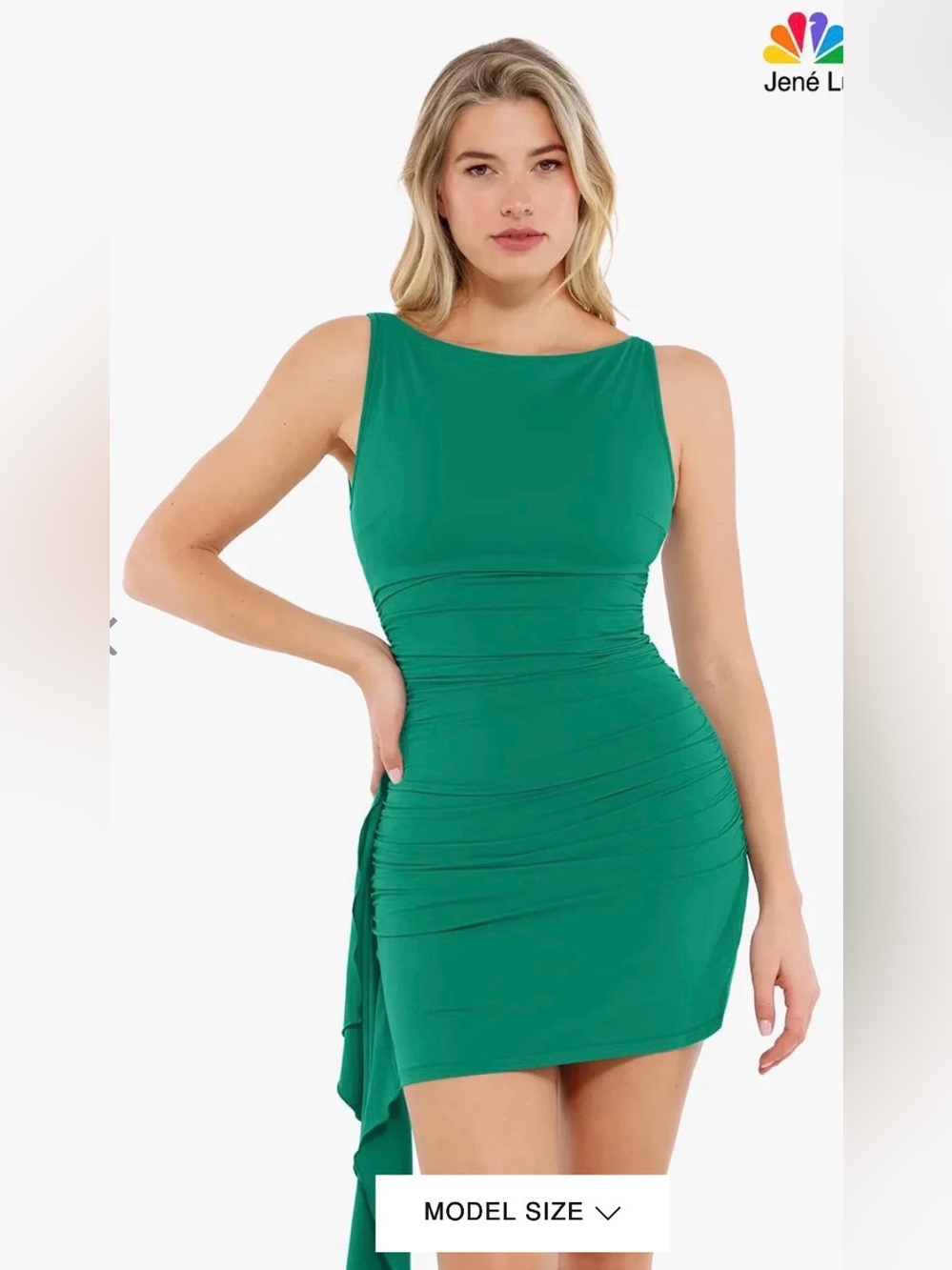Popilush Shapewear Ruched Bodycon Cascade Mini Dress - XL / Green